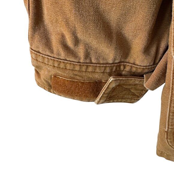 Vtg EMS Canvas Chore Barn Coat Sm Hooded Pockets Thick Lined Internal drawstring - Picture 12 of 16